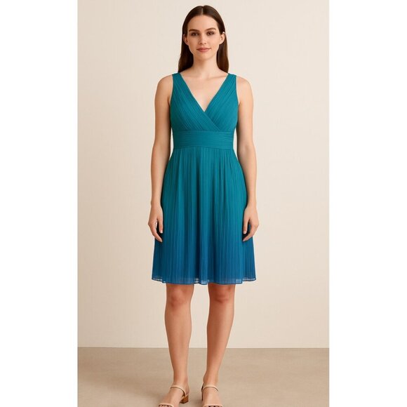 Women's - Sigrid Olsen Blue Ombre Sleeveless Dress, Size 14 - Picture 1 of 10